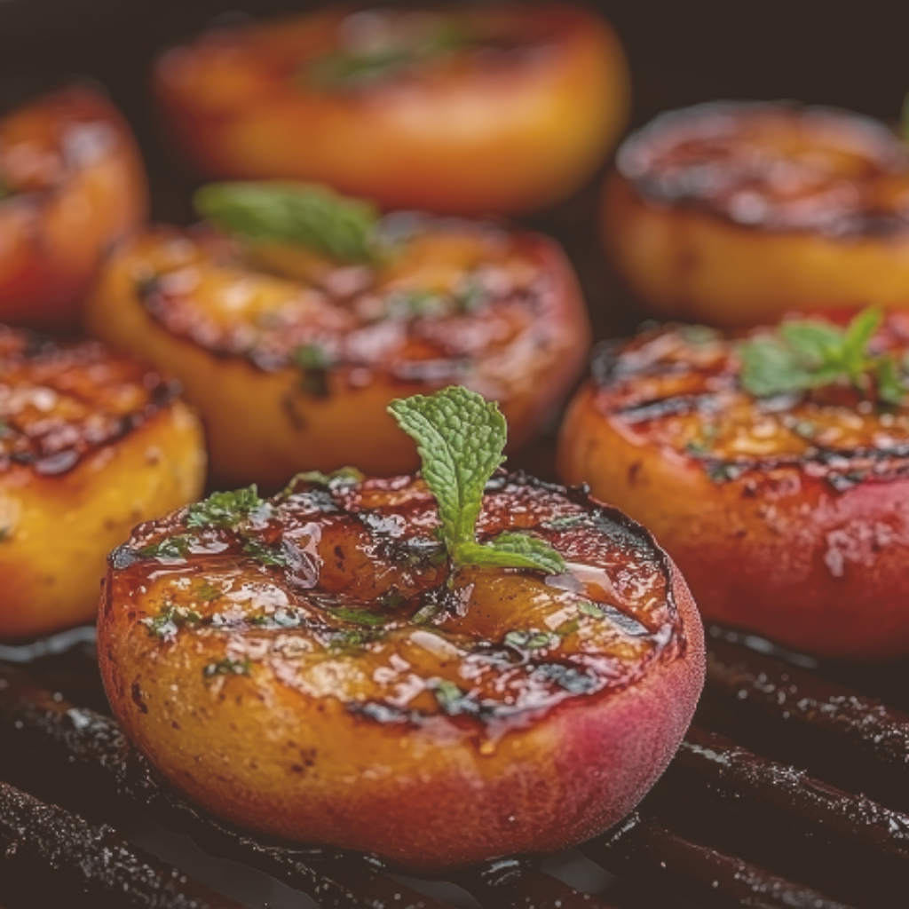 Pêches grillées au brasero de cuisson