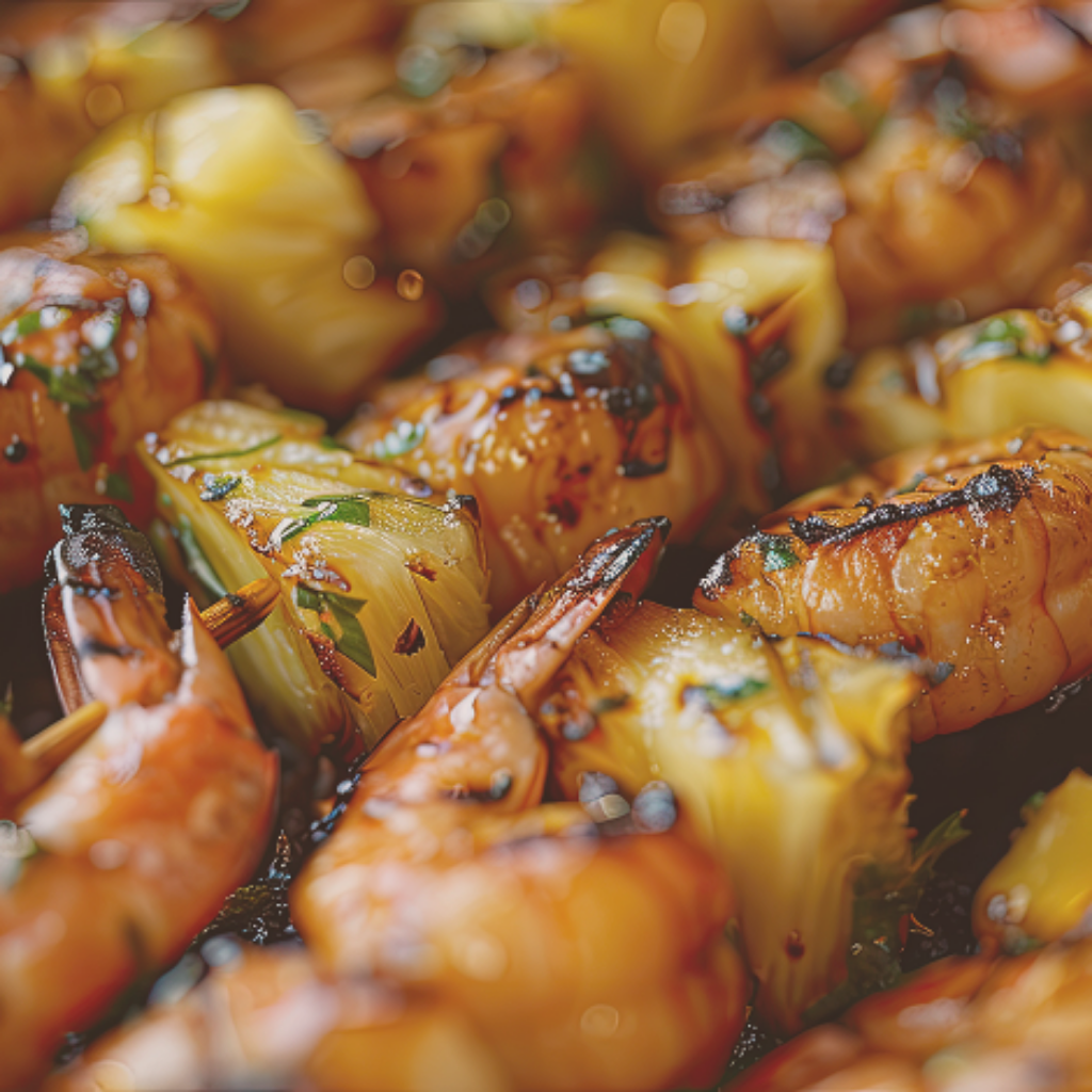 Brochettes d'ananas rôties au brasero de cuisson