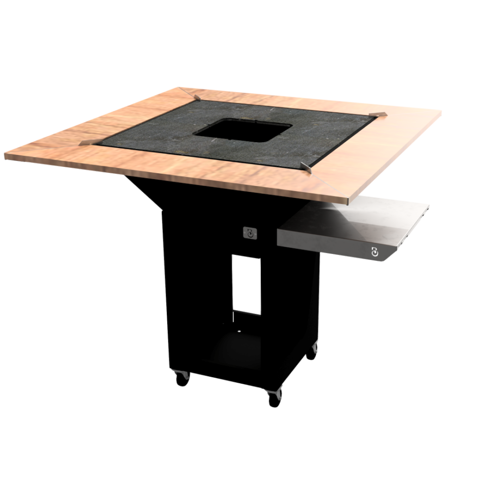 Brasero Lurra M avec sa tablette-contour en bois