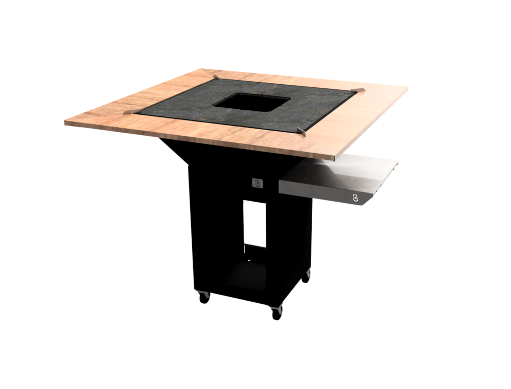 Brasero Lurra M avec sa tablette-contour en bois