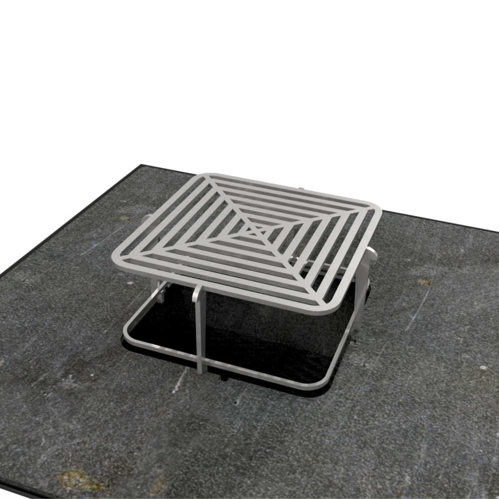 Grille de cuisson installée sur le brasero de cuisson Lurra