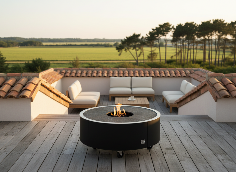 Brasero Arnasa S thermolaqué sur roulette dans les Landes