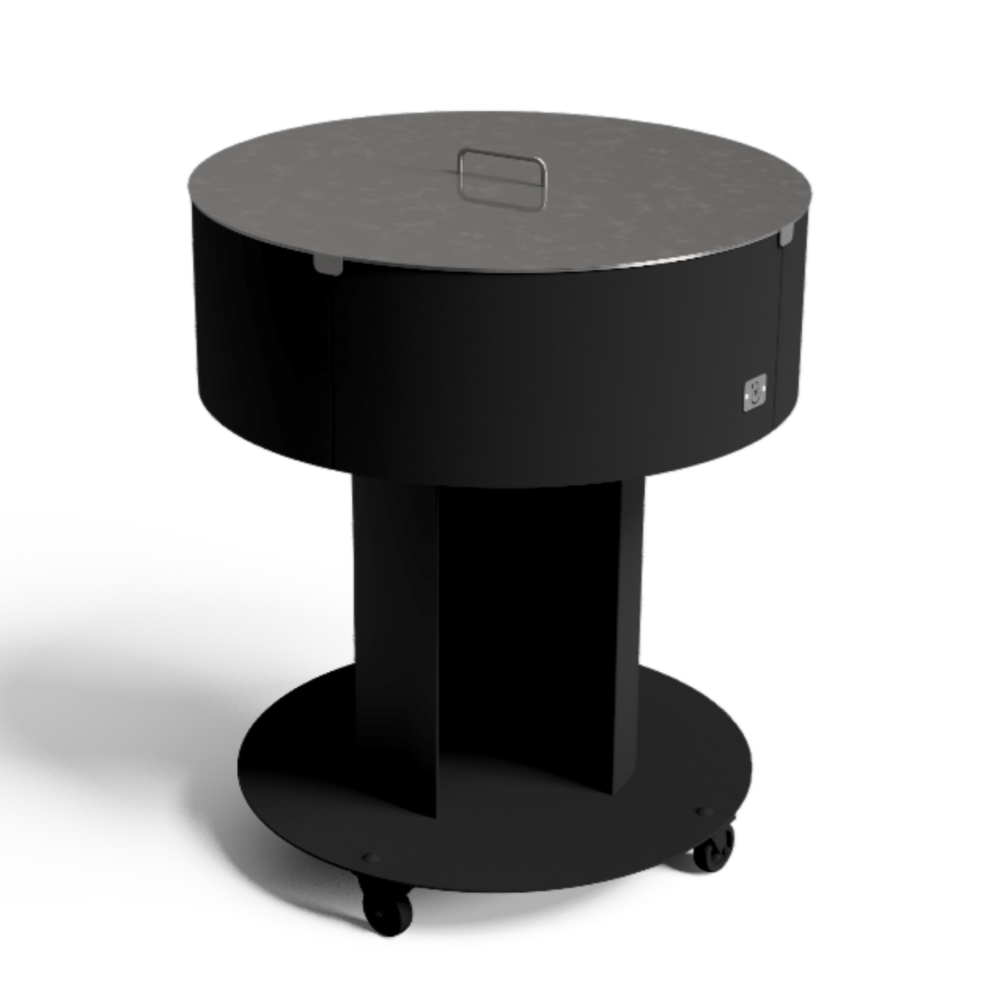 Brasero thermolaqué noir et couvercle de protection en acier Arnasa